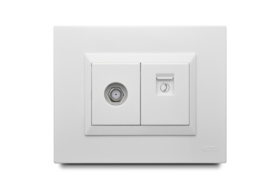 Combination 1 Telephone Jack Rj25 + 1 Coaxial