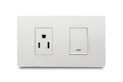 Combination 1 Light Switch + 1 Outlet American 2P+E