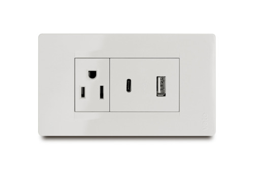 Mixto 2 Toma Usb (Tipo A Y Tipo C) + 1 Tomacorriente Amer 2P+E