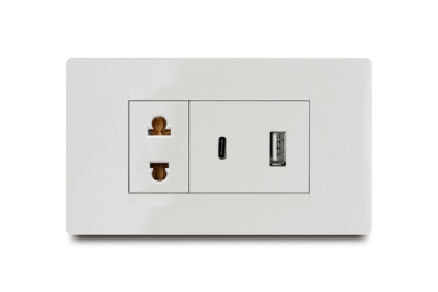 Combination 2 USB Port (type A And C) + 1 Outlet  2P
