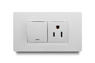 Combination 1 Light Switch + 1 Outlet American 2P+E