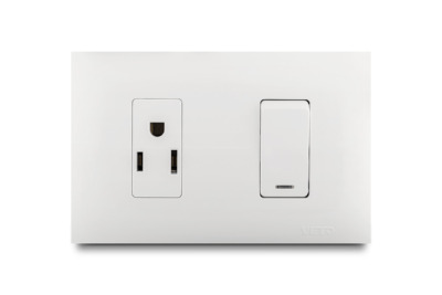 Mixto 1 Interruptor + 1 Tomacorriente Amer 2P+E